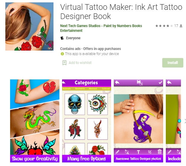 Virtual Tattoo Maker: Ink Art Tattoo Designer Book
