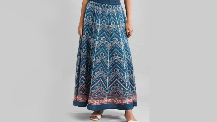 Blue & White Printed Skirt